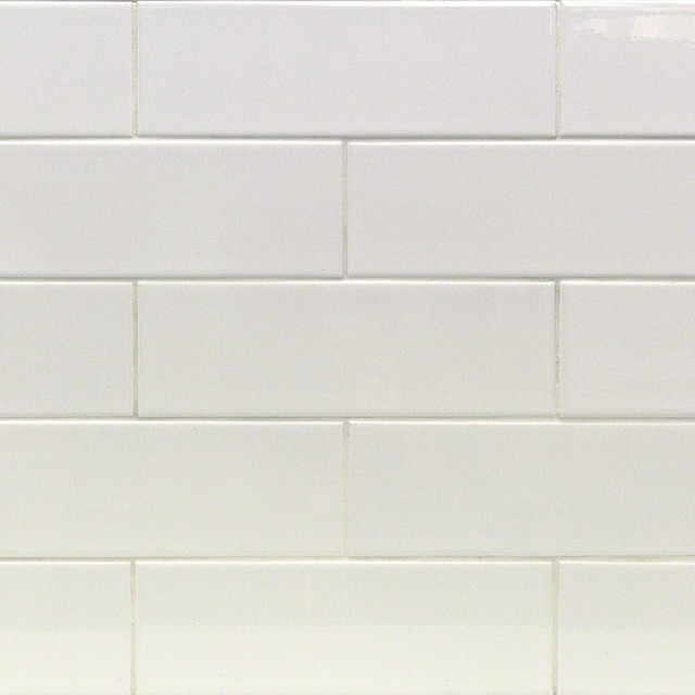 Basic White 4x12 Polished Ceramic Wall Tile Sample Traditional Wall