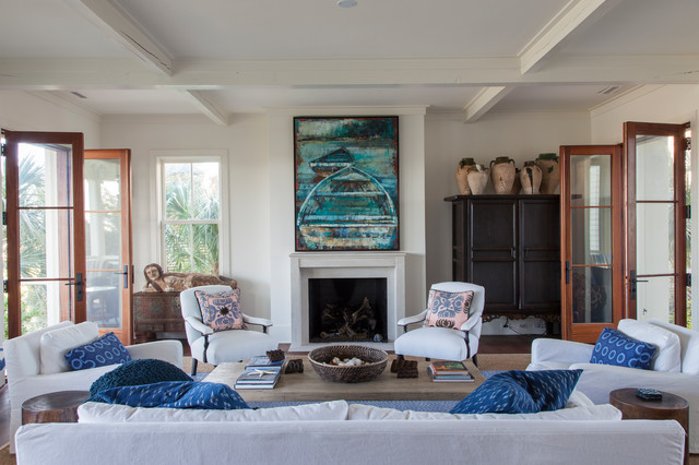 Sullivans Island Home with Great Outdoor Living Spaces - Living Room coastal-living-room