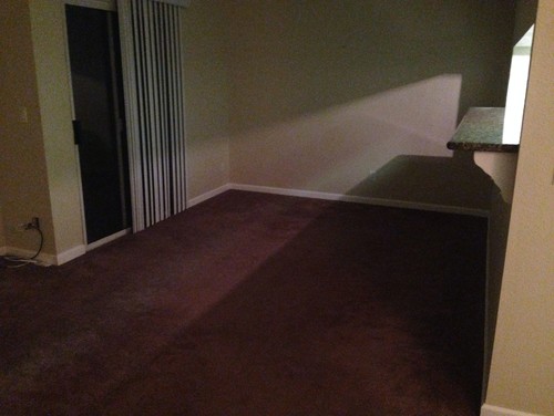 Living Dining Room with Dark Brown Carpets Living Dining Room with Dark Brown Carpets
