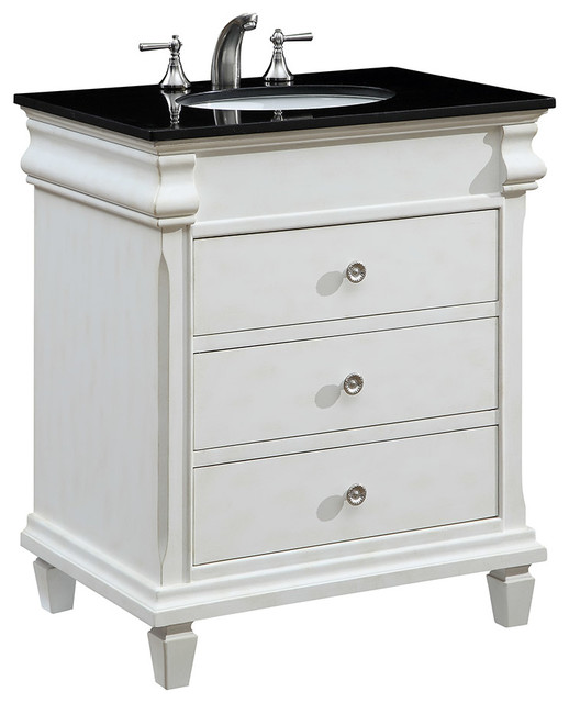 Elegant Hampton 30 Single Bathroom Vanity Set Antique White Elegant Hampton 30 Single Bathroom Vanity Set Antique White