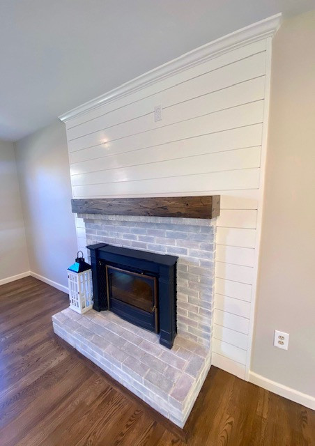 custom mantels, floating shelves and faux beams