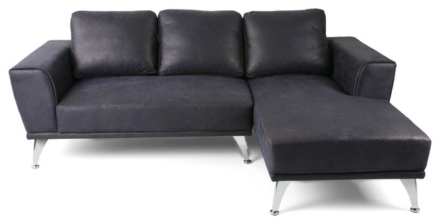 Ava Modern Microfiber Chaise Sectional Contemporary Ava Modern Microfiber Chaise Sectional