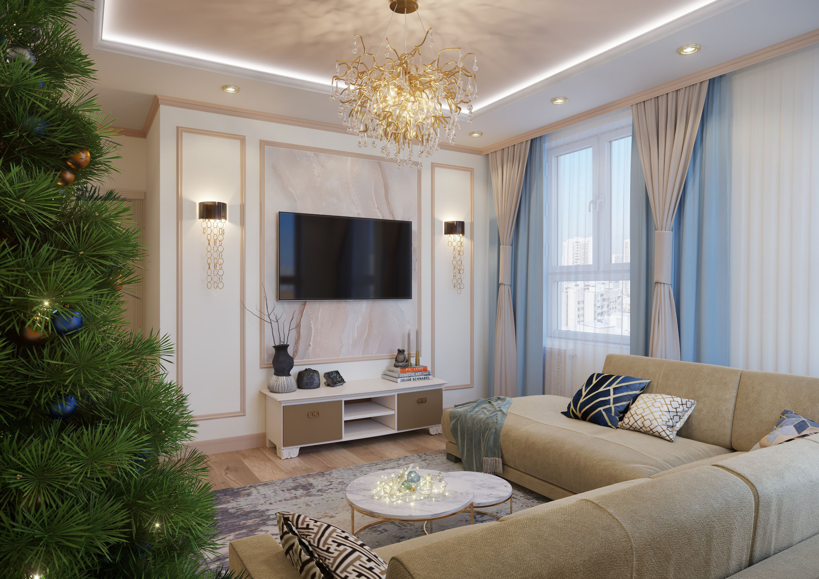 Гостиная в карамельной цветовой гамме