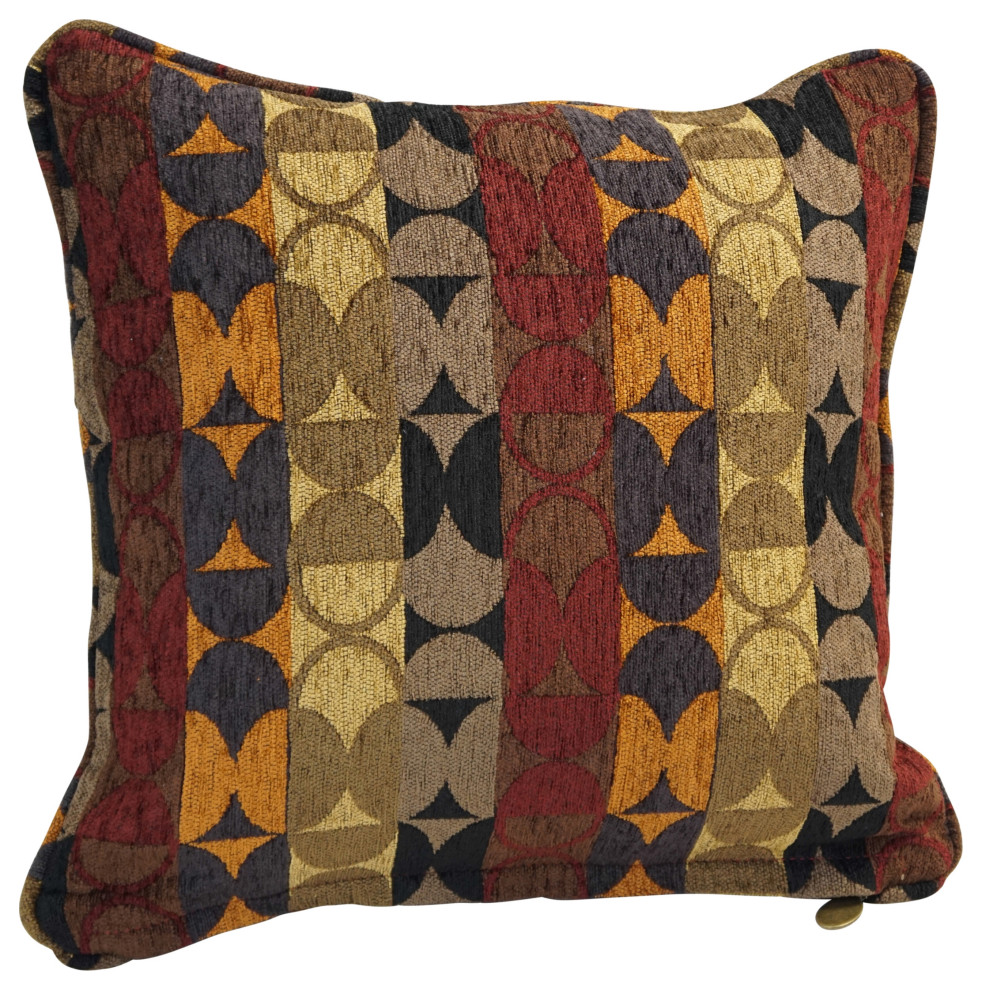 18" DoubleCorded Jacquard Chenille Square Throw Pillow, Broken Circles