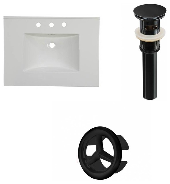 30.75 in. Vanity Top in White with Overflow Drain Contemporary Bathroom Sinks by ShopLadder