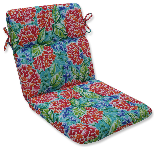 Garden Blooms Multi Rounded Corners Chair Cushion Contemporary
