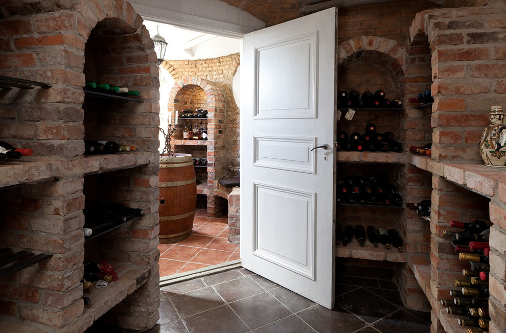 Inspiration for a traditional wine cellar in Stockholm.