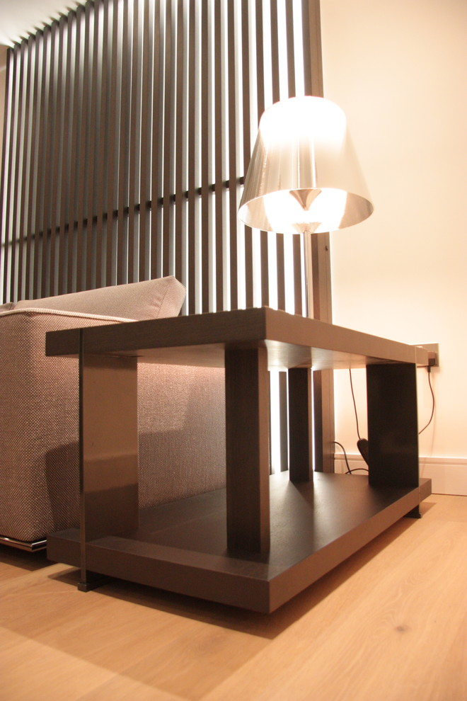 Bespoke veneer and playwood led lighted wall cover & bedside tables