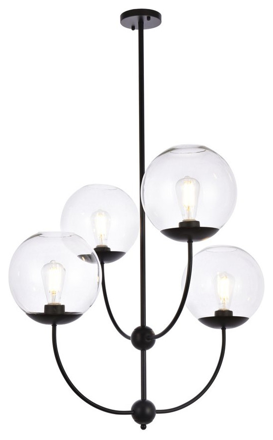 Lennon 4-Light Pendant in Black And Clear