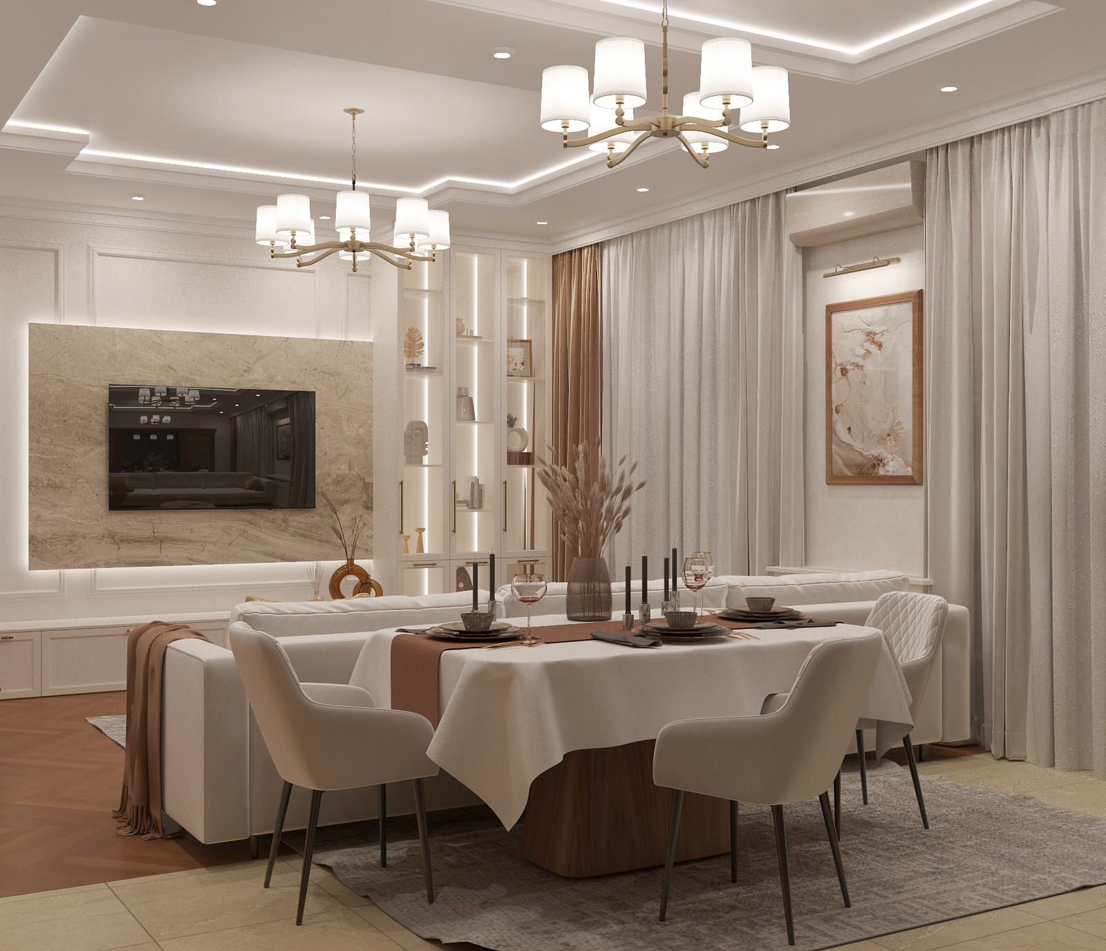 Интерьер гостиной загородного дома