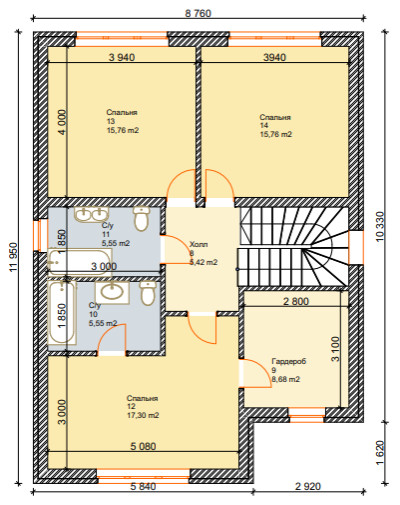 Проект двухэтажного дома 160 квм