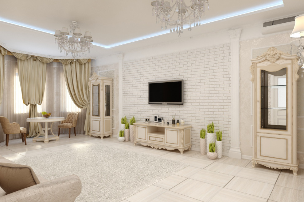 Светлая гостиная классика