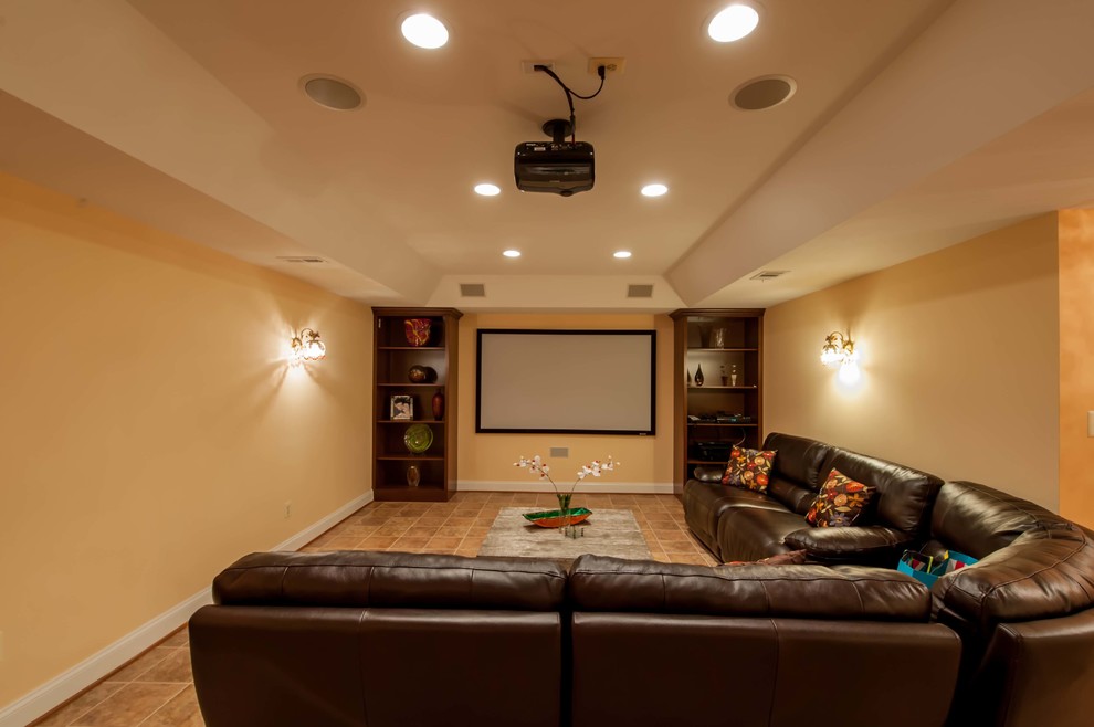 Inspiration for an eclectic home theatre in DC Metro.