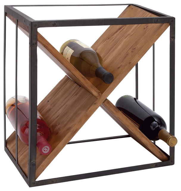 Contemporary Black Wood Wine Rack 63343 Industrial Wine Racks by