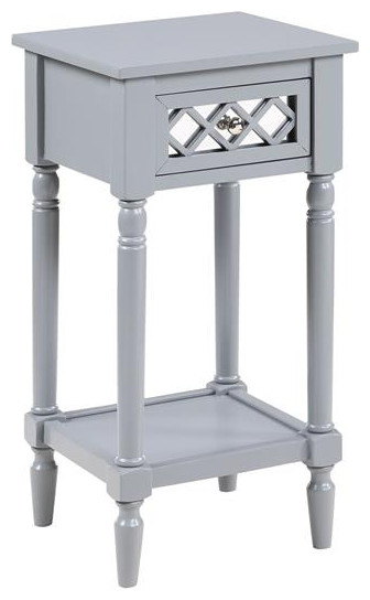 French Country Khloe Deluxe Accent Table in Smooth Gray Wood Finish