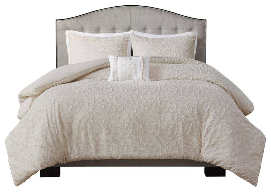 Madison Park Cotton Clipped Jacquard Comforter Set With Light Taupe