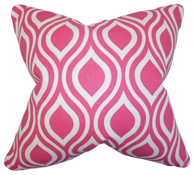 Poplar Geometric Pillow Candy Pink 18"x18"