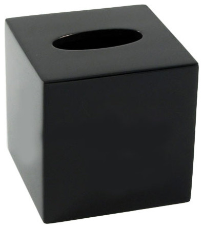 Black Lacquer Tissue Box - Contemporary 