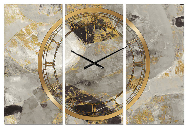 Glam Gold Desert Neutral Glam 3 Panels Metal Clock