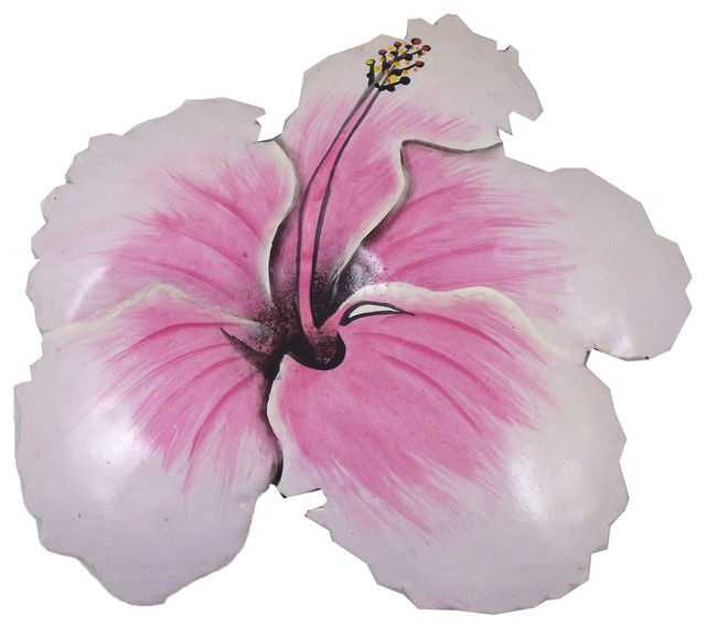 Tropical Hibiscus Flower Haitian Metal Wall Art Tropical Outdoor