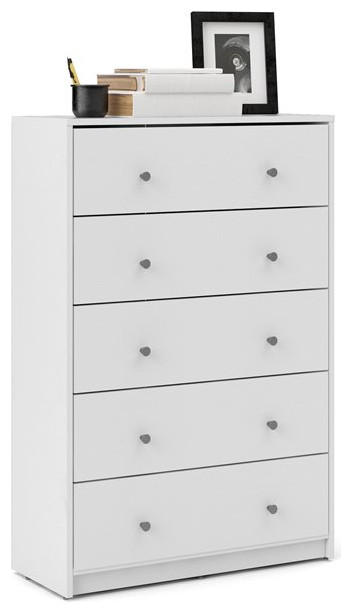 Tvilum Portland 5 Drawer Chest In White Contemporary Dressers