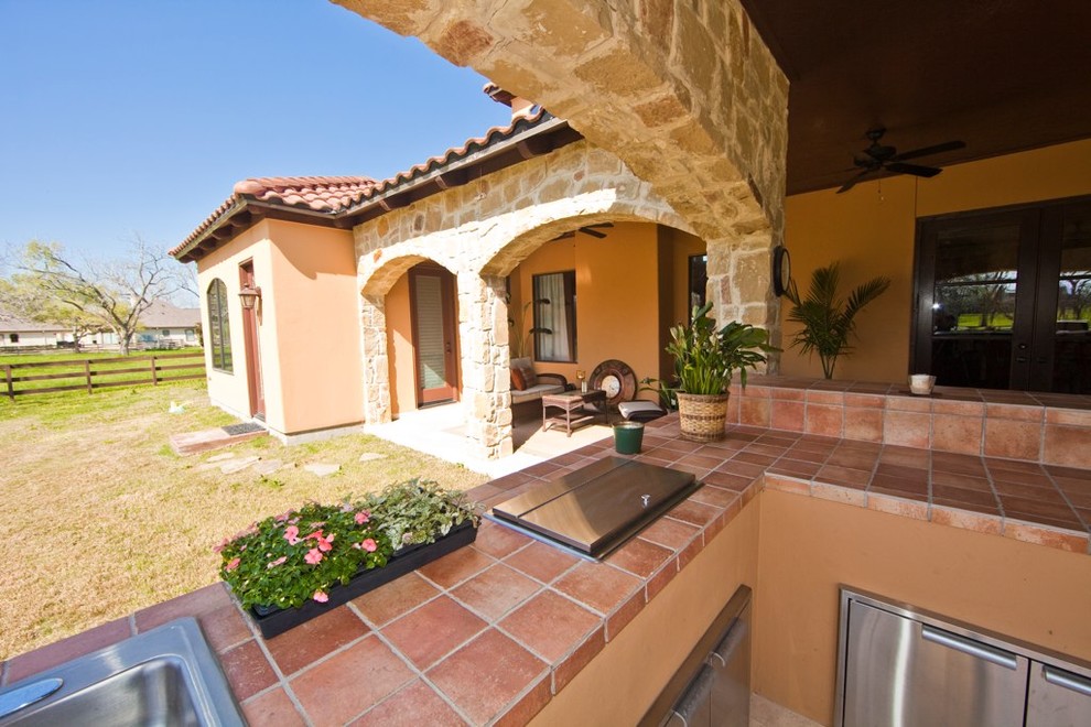 Design ideas for a mediterranean exterior in Houston.