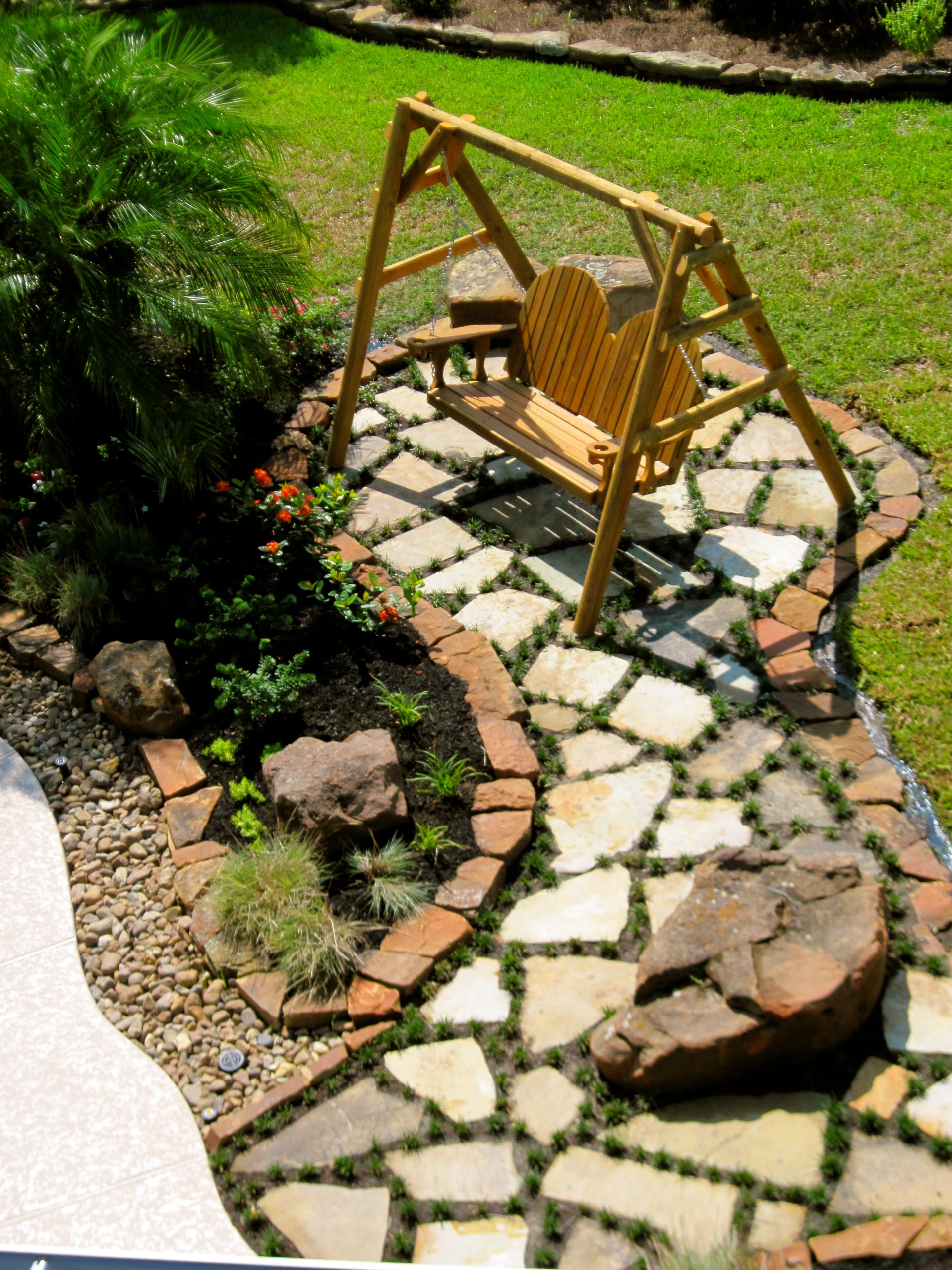 Backyard pool landscape