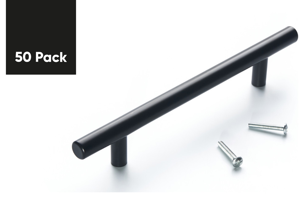 Pulls Black Stainless Steel, 6'' (Set of 50) Transitional