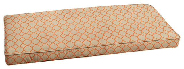 Sunbrella Beige Orange Outdoor Bench Cushion Corded