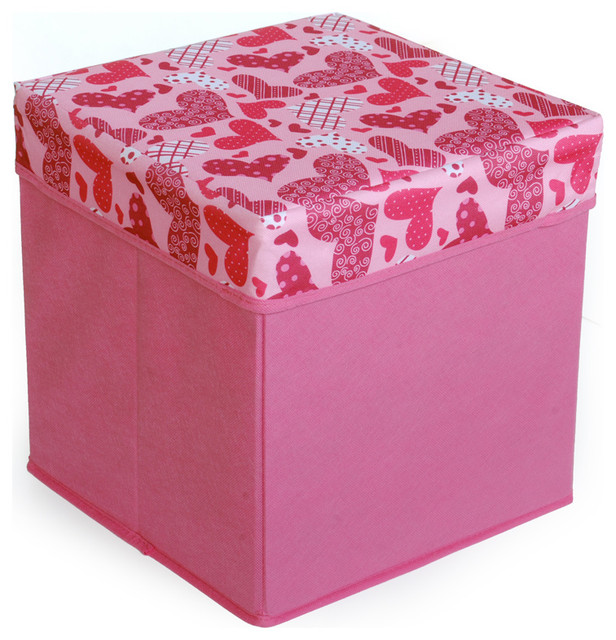 Blancho Bedding Love Heart-Pink Square Foldable Storage Ottoman Love Heart-Pink Square Foldable Storage Ottoman / Storage Boxes / Storage Seat contemporary- - Blancho Bedding Love Heart-Pink Square Foldable Storage Ottoman