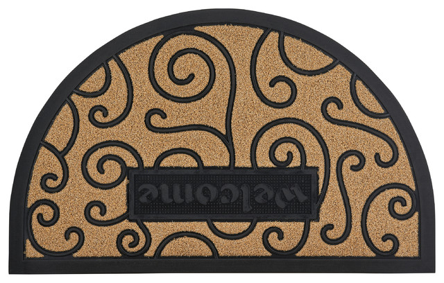 Superio Natural Ornate Scroll Coir Doormat Contemporary