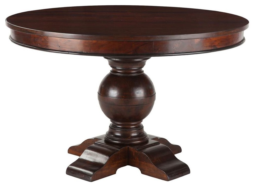 Round Dining Table in Brown Mahogany Finish