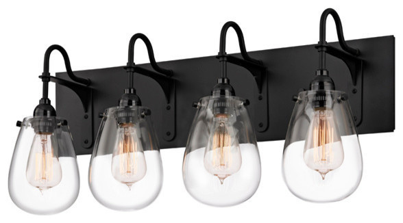 Bathroom Lighting Fixtures Nyc chelsea 4-light bathroom vanity light, satin black - industrial Bathroom Lighting Fixtures Nyc chelsea 4-light bathroom vanity light, satin black - industrial
