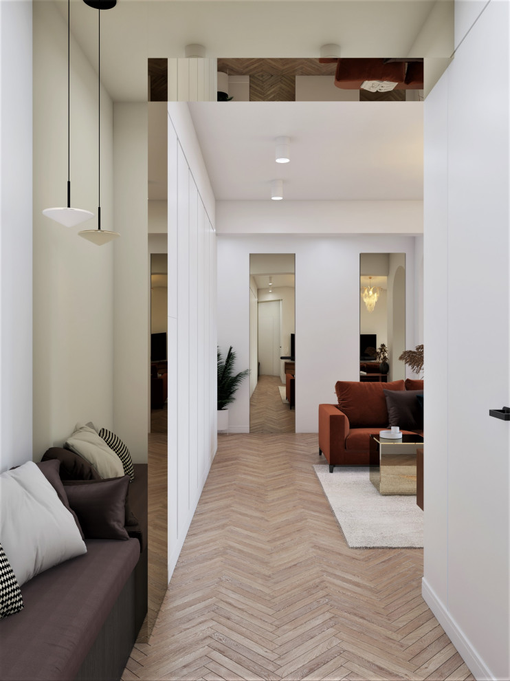 Design d'intérieur pour l'appartement d'un jeune couple dans un immeuble à étage