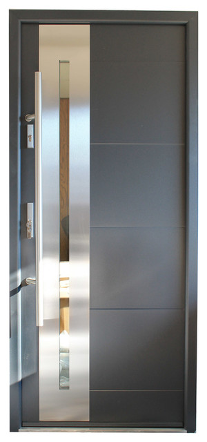 Stainless Steel Modern Exterior Door Gray Finish Contemporary