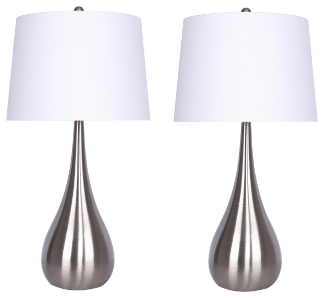 30" Brushed Nickel Table Lamp Set of 2 Contemporary Lamp Sets by