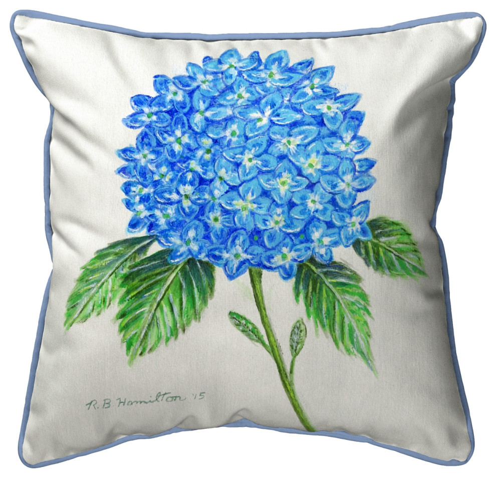 Betsy Drake Hydrangea Flower Extra Large 22 X 22 Indoor / Outdoor Pillow