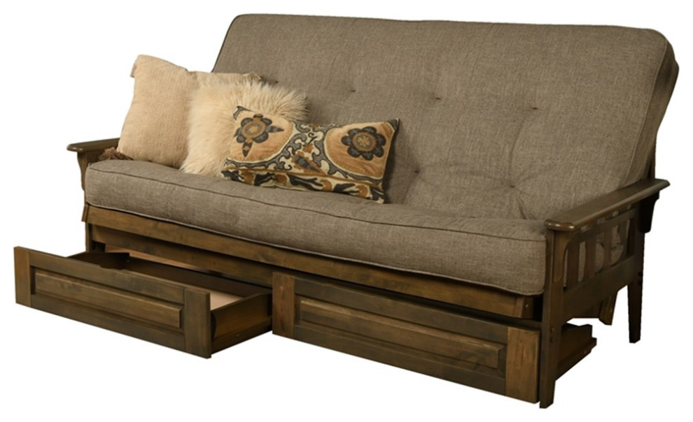 Bowery Hill Queensize Wood Storage Stone Mattress