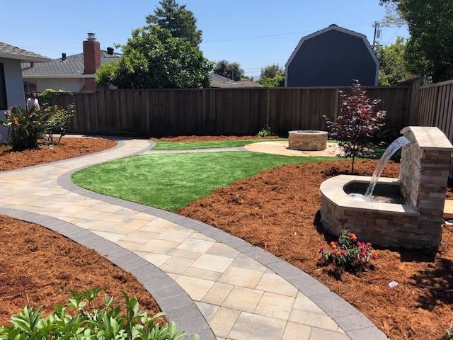 Backyard Water Feature & Firepit