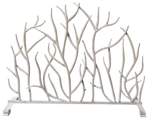 Antique White Twig Design Fire Screen Rustic Fireplace Screens By Dr Livingstone I Presume - Rustic White Fireplace Screen Antique White Twig Design Fire Screen Rustic Fireplace Screens By Dr Livingstone I Presume - Rustic White Fireplace Screen