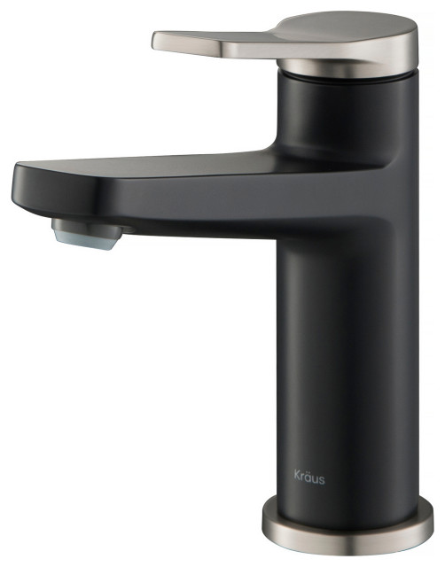 KRAUS Indy Bathroom Faucet in Spot Free Stainless Steel/Matte Black
