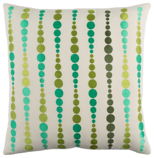 Dewdrop by E. Gardner Pillow Cover, Emerald/Lime/Dk.Green, 22'x22'