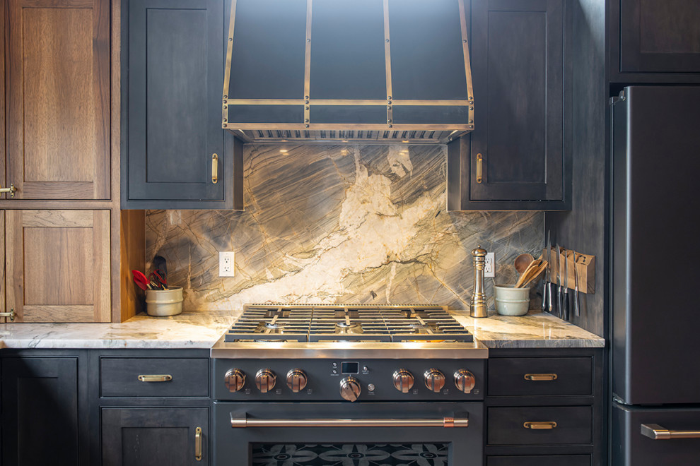 Example of a mountain style kitchen design in Denver