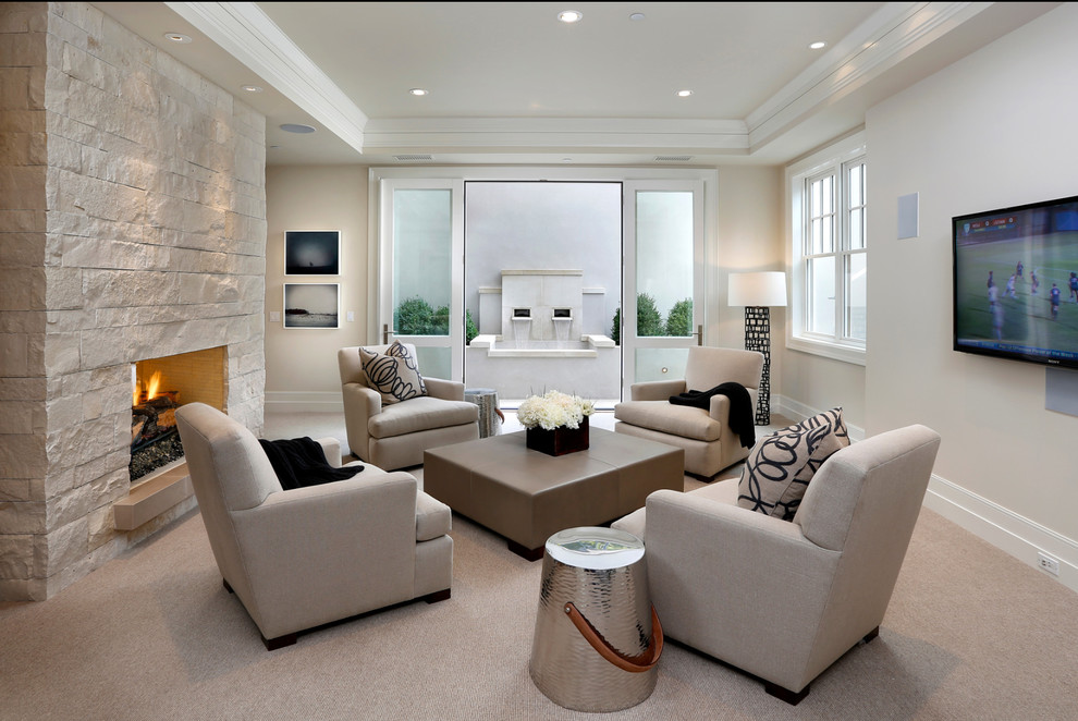 Design ideas for a contemporary living room in Milwaukee.