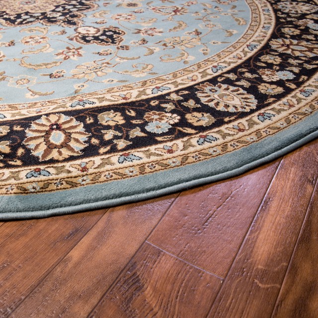 Well Woven Barclay Medallion Kashan Area Rug, Light Blue, 3'11"x5'3