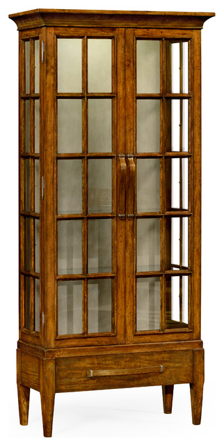 Plank Country Walnut Tall Glazed Cabinet