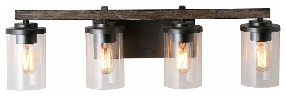 Farmhouse 4 Light Rustic Vanity Lighting Bathroom Wall With Clear Glass Industrial By Lnclighting Llc Houzz - Rustic Farmhouse Bathroom Vanity Lights