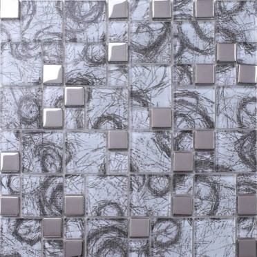 Stainless steel tile glass tiles glass mosaic bathroom tiles SSMT078