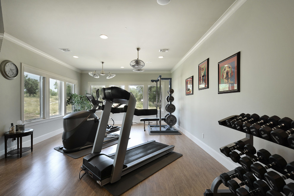 Traditional home gym in Austin.