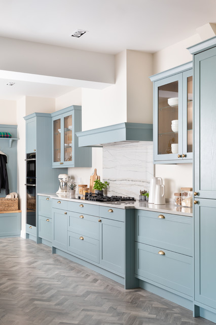 Light Teal Skinny Shaker Kitchen Traditional Kitchen West